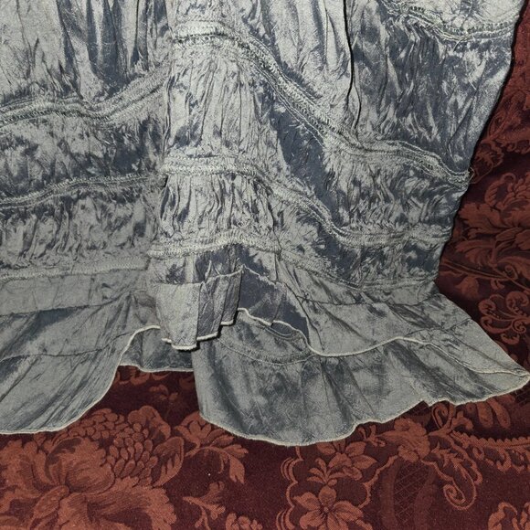 Magnolia Pearl Blue Silk Tiered Elastic Ruched Sundress - Picture 9 of 11